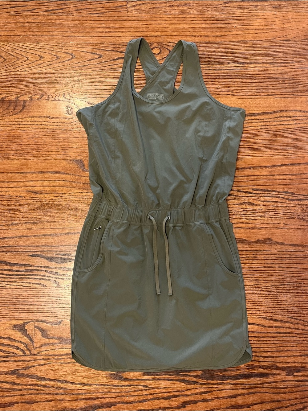 Patagonia Olive Green Racerback Drawstring Mini Dress